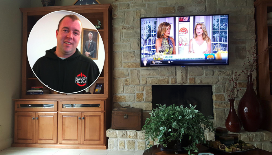 Travis Lemon installs wall-mounted TVs and home theater systems, among other things.