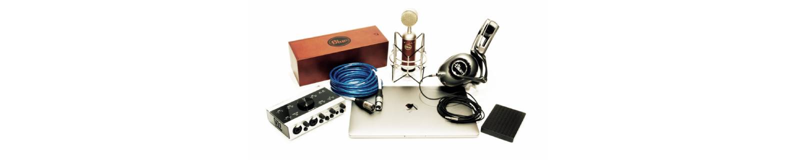 Laptop and other audio recording tools.