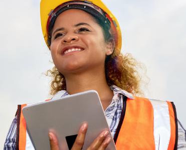 Woman at work in reflective vest