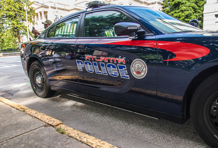 An Atlanta police car parked near the Capital in downtown Atlanta