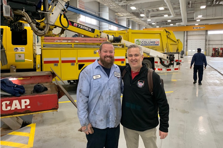 ADTC CEO Tim Spurlock (right) with diesel training program grad Nick Baughman, who touts the hands-on approach to learning. 'The best teacher is on-the-job experience.' (Credit: Courtesy of Nick Baughman)