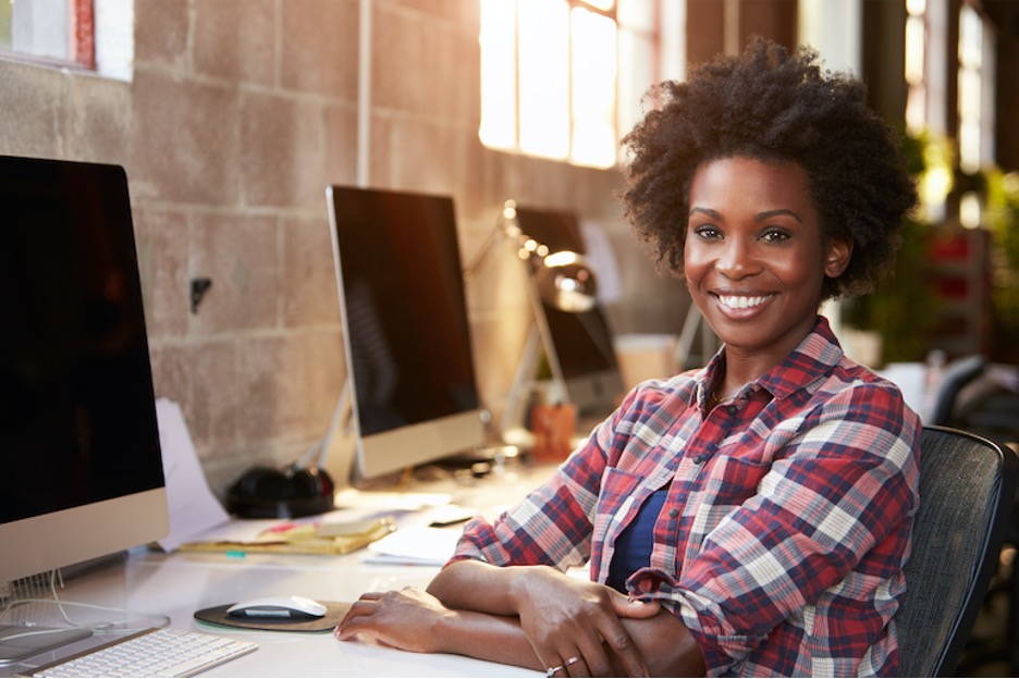 Software developer at her desk