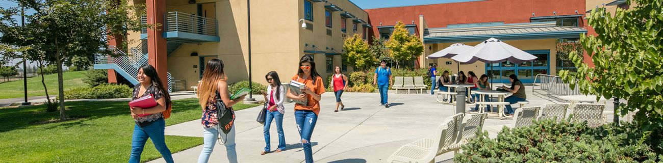 Students walk on a college campus