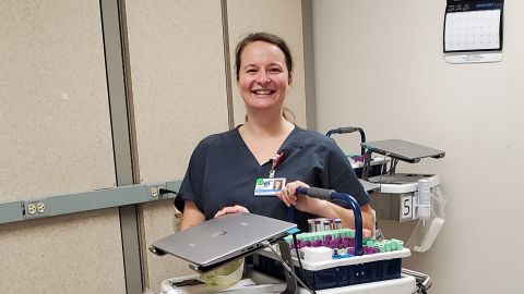 Becky Palsgrove, phlebotomist ambassador, with her tools