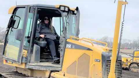 Rachel Ratican runs heavy equipment on a job site in Indiana