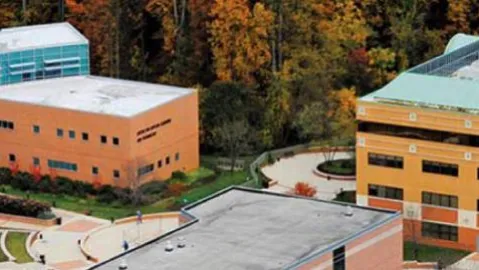 An aerial photo of AACC's campus.