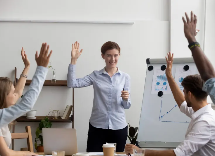 A training and development specialist leads a focus group