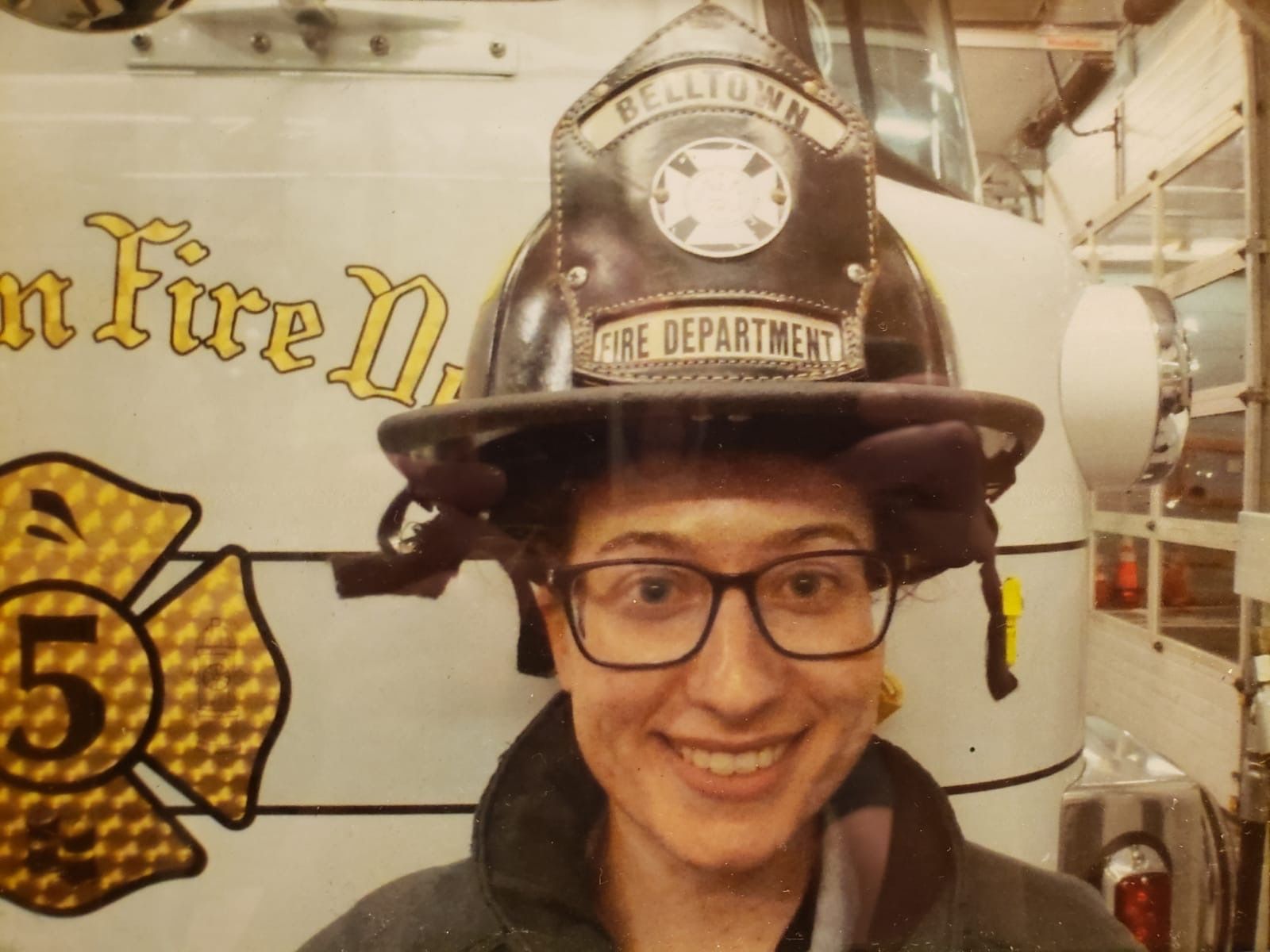 Michal Cohen at the Belltown Fire Department in Connecticut. (Photo courtesy Michal Cohen)