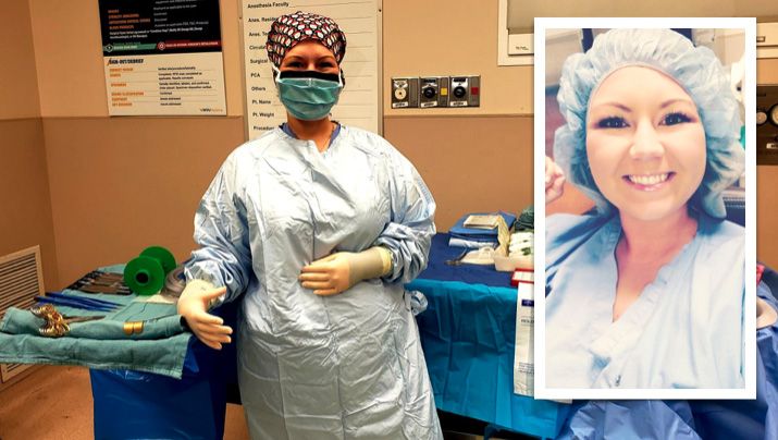 Shana Frazee, surgical technologist, in the WVU surgery room