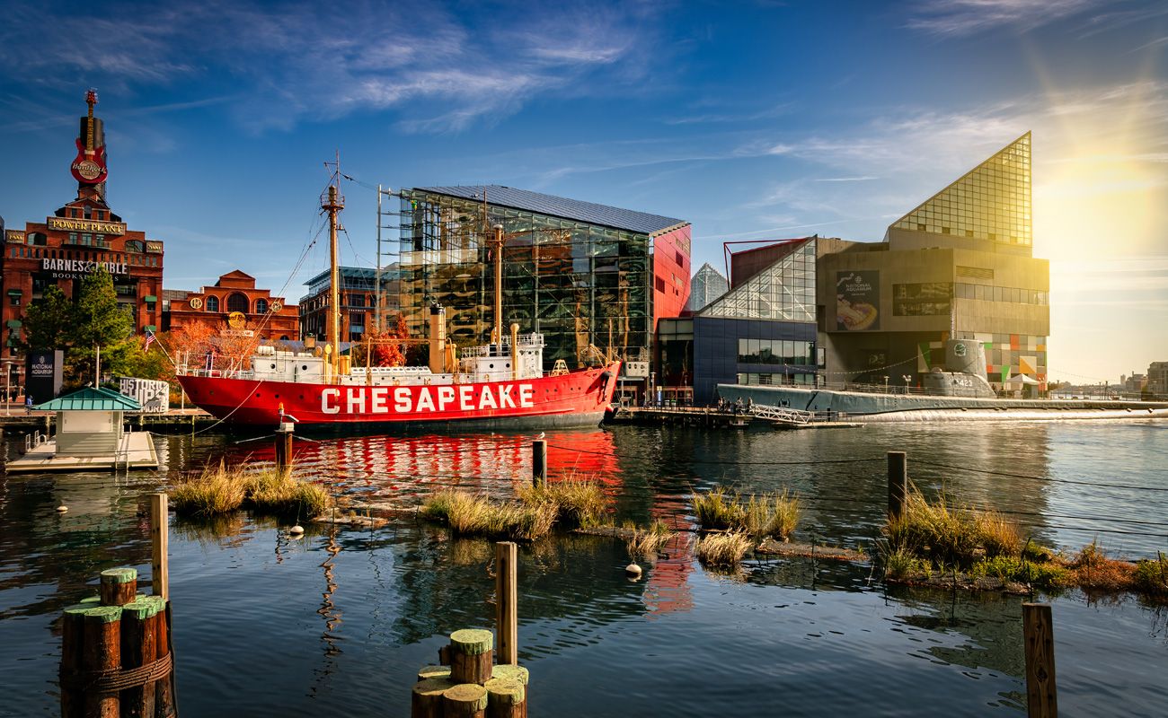 The ship Chesapeake, which belongs to the National Park Service, seen moored at the Inner Harbor in Baltimore