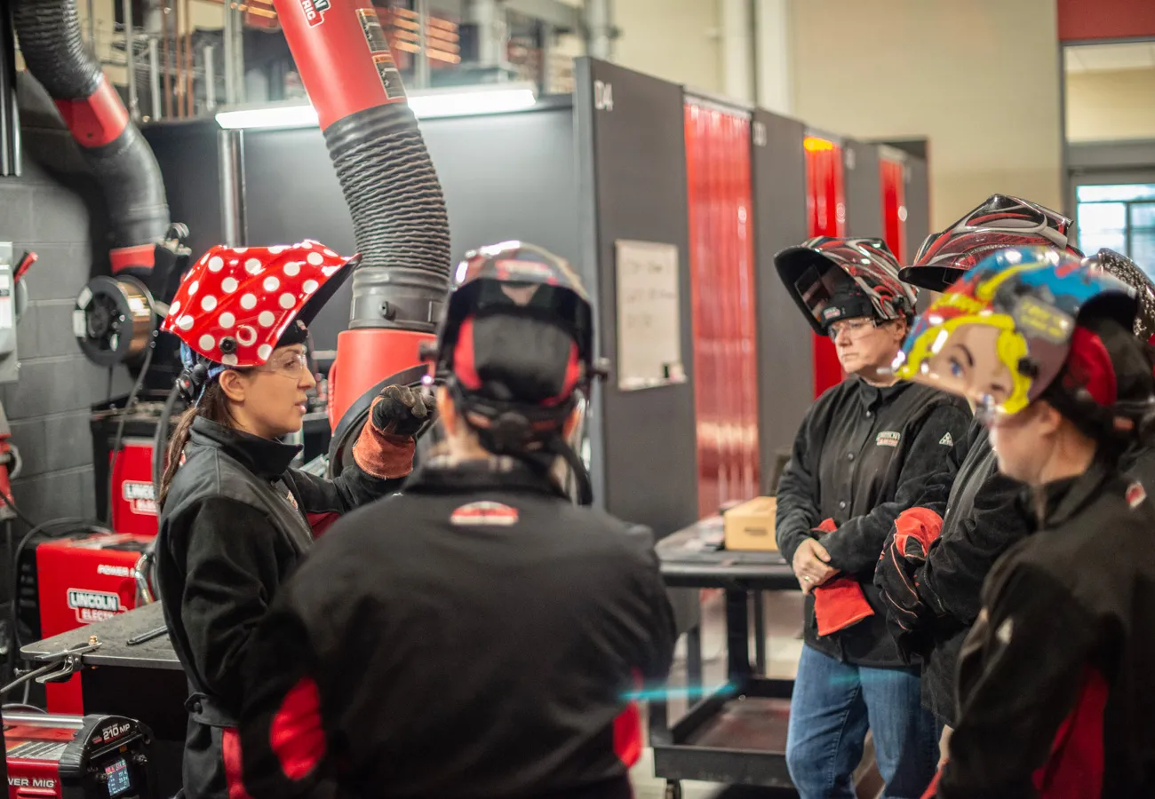 Olivia McCleery leads a women-only welding class at Lincoln Electric