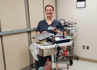 Becky Palsgrove, phlebotomist ambassador, with her tools